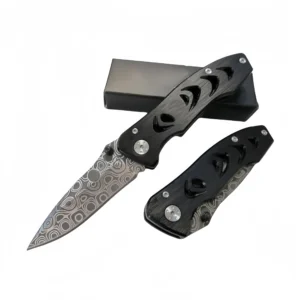 Damast-Taschenmesser EDC-Taschenmesser mit CNC-Aluminiumgriff