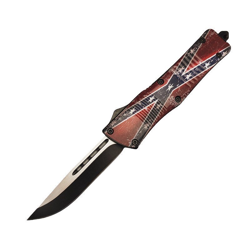 20240812161528-1.jpg 5,75 Zoll Konföderiertenflagge D/A OTF Automatisches Messer Schwarz Tanto