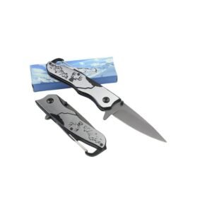 Taschenmesser im Jagdstil ?C Klappbares EDC-Messer mit Griffdesign in Berglandschaft
