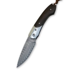 Damaszener geschmiedetes Klappmesser, tragbares Camping-Überlebens-Klappmesser