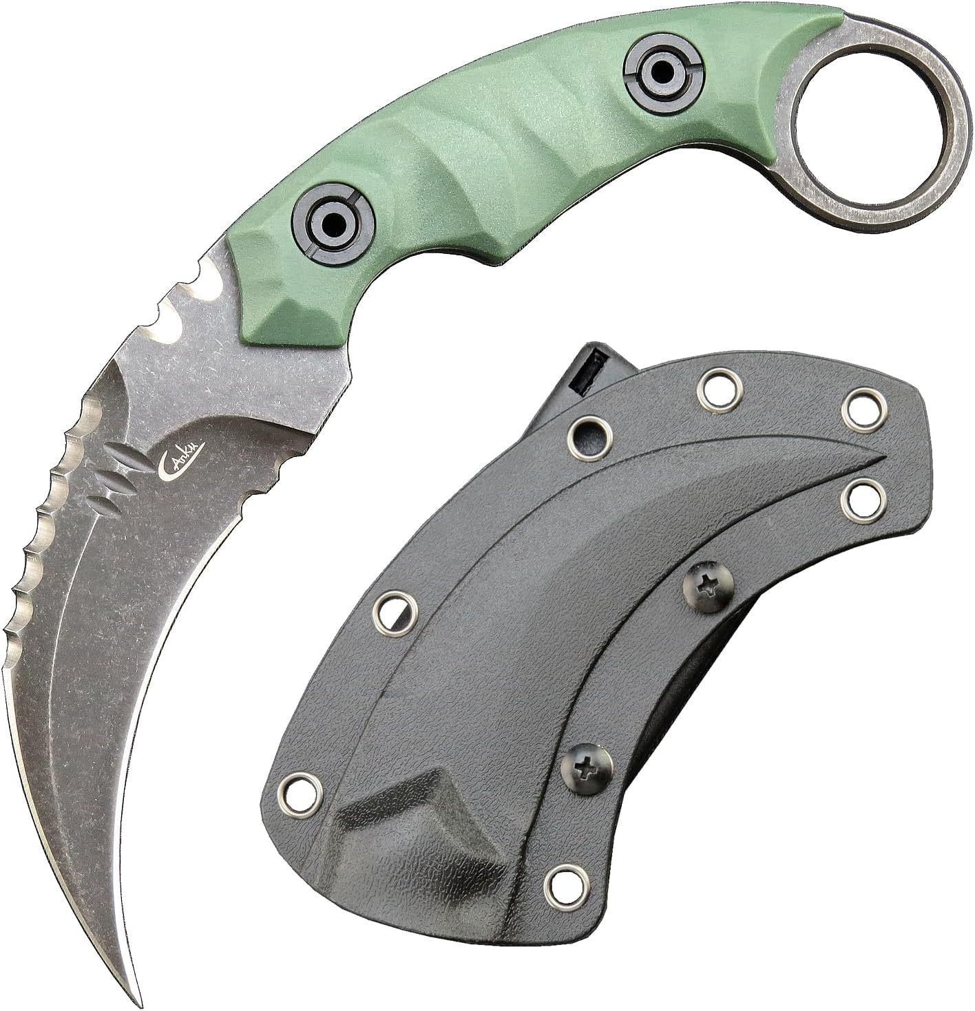 O1CN01CDQJJ51qdkreGVAiH_4128405519-0-cib.jpg Karambit-Messer D2-Stahl + Nylon-Fiberglas-Griff Outdoor-Klauenmesser mit Kydex-Scheide Edc-Greeng