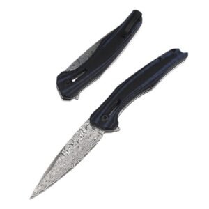 Null fehler 0707 Damaskus stahl messer neue schwarz und blau outdoor klappmesser tragbare klappmesser
