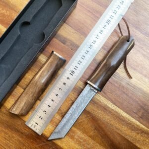 Bambus geschmiedet Damaszener Stahl gerade Messer Sammlung Scheide Messer Outdoor Messer Sammlung