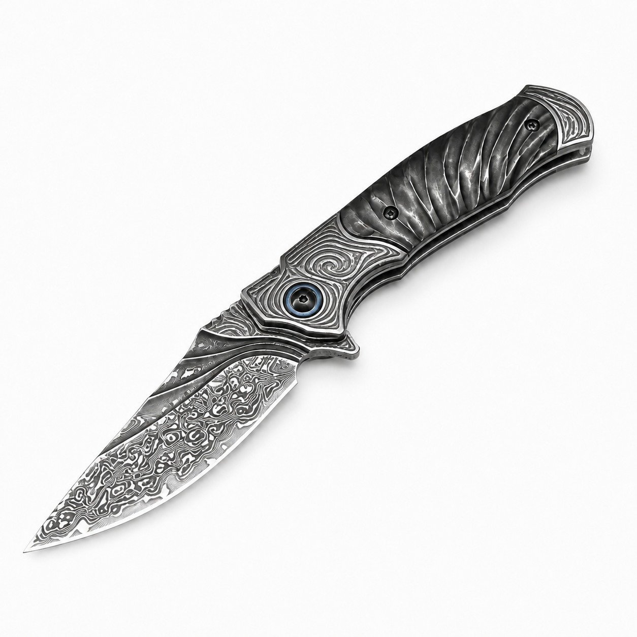 48828-main-white-clean Der schwarze Skorpion der Sehnsucht nach Feuer wird durch das große Damaskus-Klappmesser gebrochen
