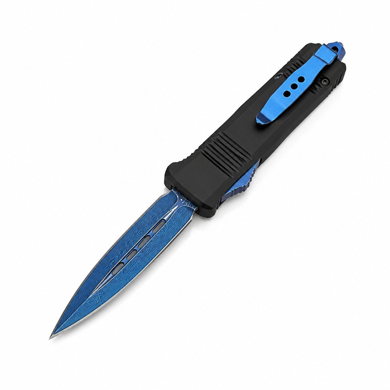 48840-main-white-clean Zinkgriff UT70 Blue Titanium Damascus OTF Messer